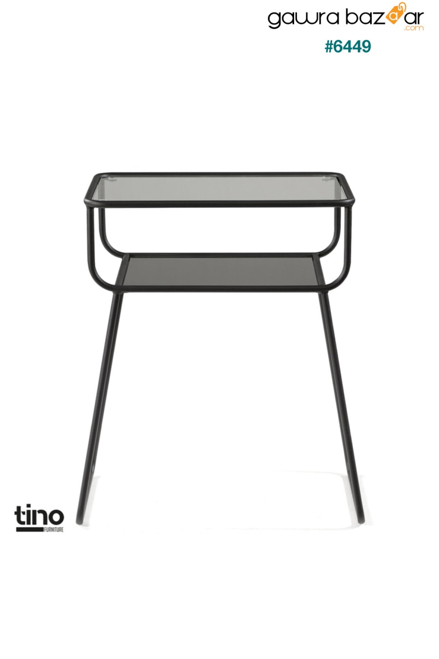 طاولة جانبية سوداء طاولة معدنية مع رف زجاجي tino furniture 4