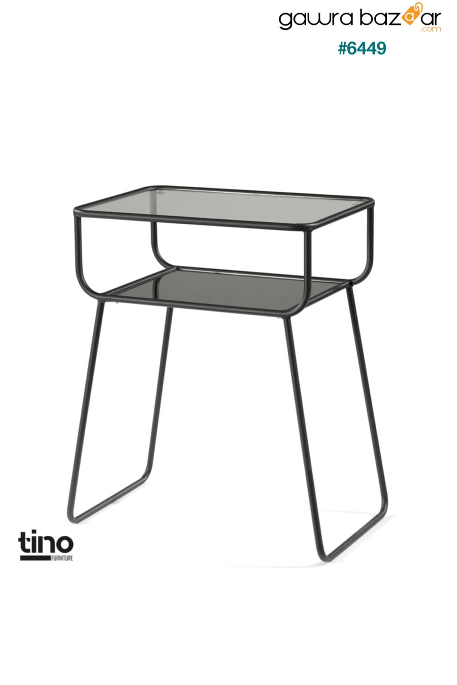 طاولة جانبية سوداء طاولة معدنية مع رف زجاجي tino furniture 3
