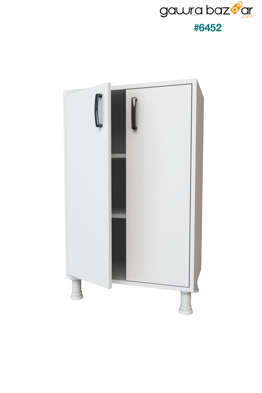 F3 خزانة متعددة الأغراض 2 أبواب 3 أرفف حمام شرفة مطبخ خزانة أبيض M8.5 Rani Mobilya 5