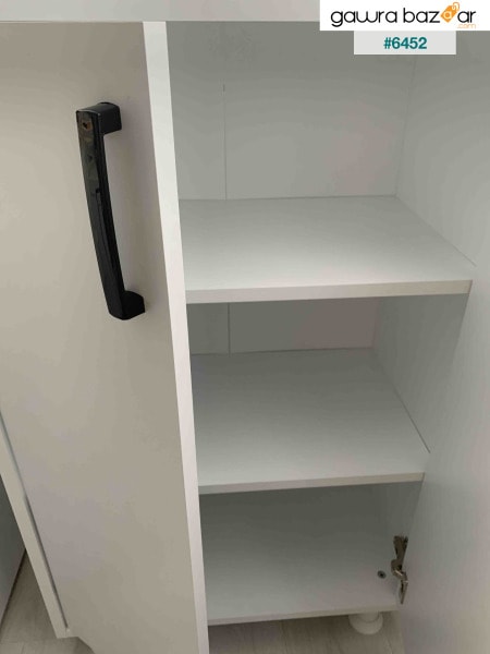 F3 خزانة متعددة الأغراض 2 أبواب 3 أرفف حمام شرفة مطبخ خزانة أبيض M8.5