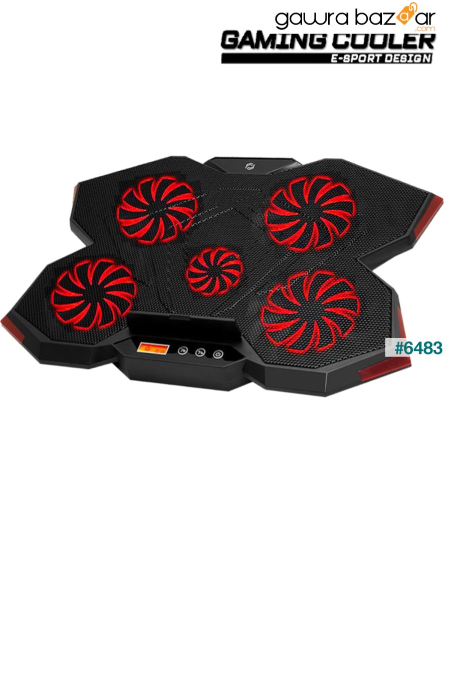 Gp5 E-sport Design 5 Fan Led Lcd Control Panel 15-17 &quot;متوافق مع Pro Stand Notebook Cooler Frisby 6