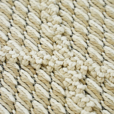 Eco Carpet Soho Sh 02 سجادة دائرية بنمط محبوك عرقي بيج مصنوعة من خيوط خاصة