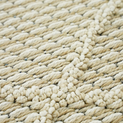Eco Carpet Soho Sh 02 سجادة دائرية بنمط محبوك عرقي بيج مصنوعة من خيوط خاصة