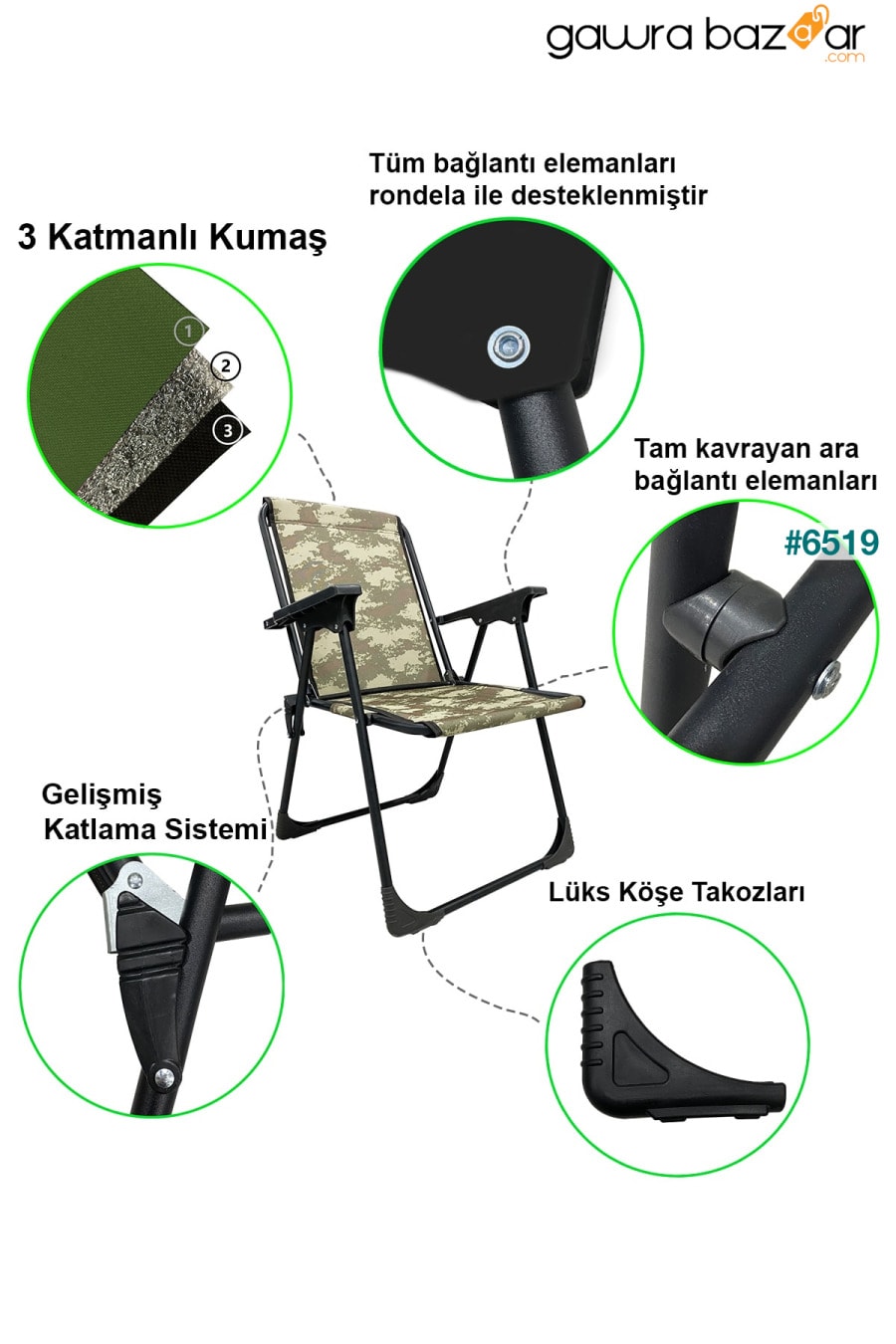 ناتورا 2 قطعة كرسي تخييم قابل للطي مع حامل أكواب مستطيل التمويه moniev 1