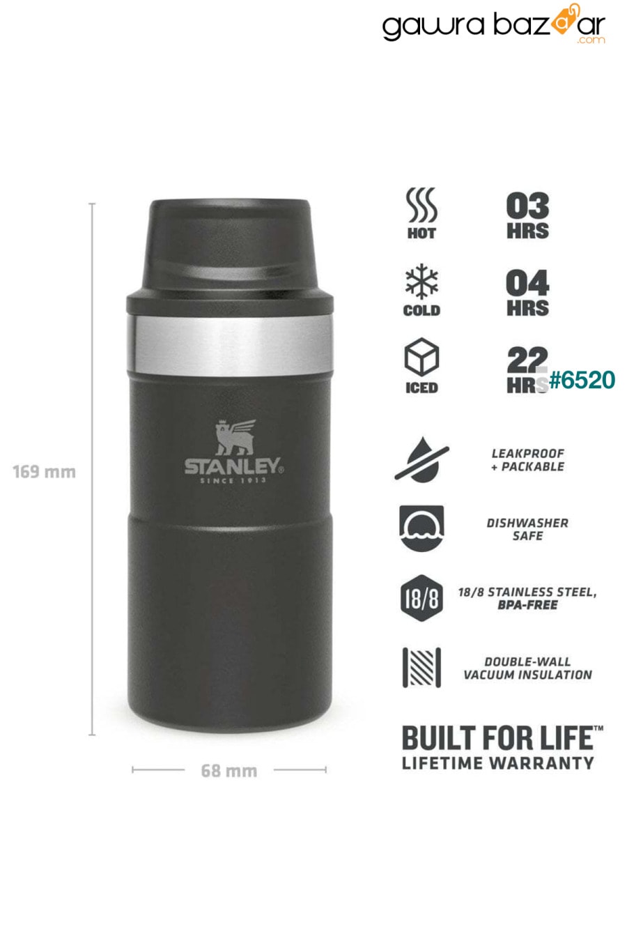 Classic Trigger-Action Black Thermos Cup 0.25 LT Stanley 1