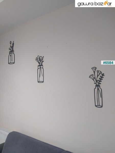 مزهرية خشبية سوداء 3 قطع ديكور حائط زهور 70x43 متر طاولة لغرفة المعيشة وغرفة المعيشة وغرفة النوم والمطبخ