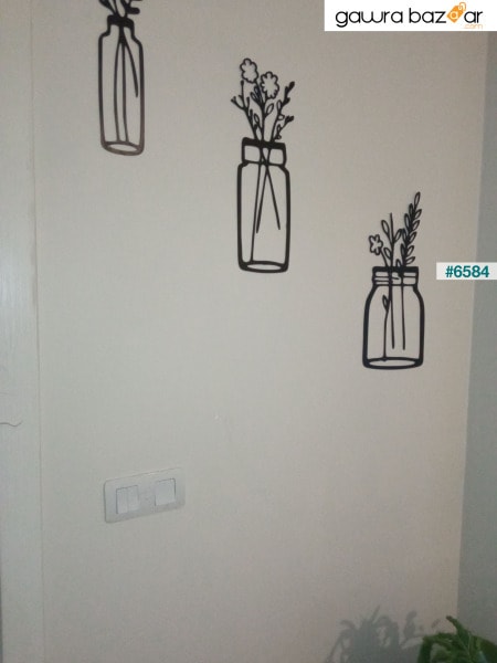 مزهرية خشبية سوداء 3 قطع ديكور حائط زهور 70x43 متر طاولة لغرفة المعيشة وغرفة المعيشة وغرفة النوم والمطبخ