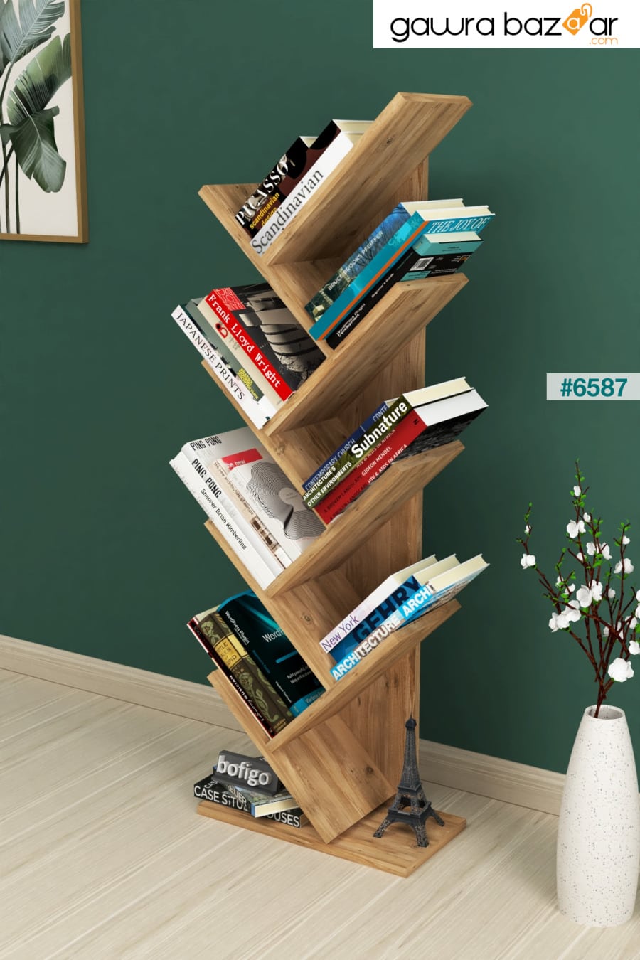 شجرة خزانة الكتب الزخرفية رف الكتب الجرف المنظم رف الكتب الصنوبر Bofigo 2