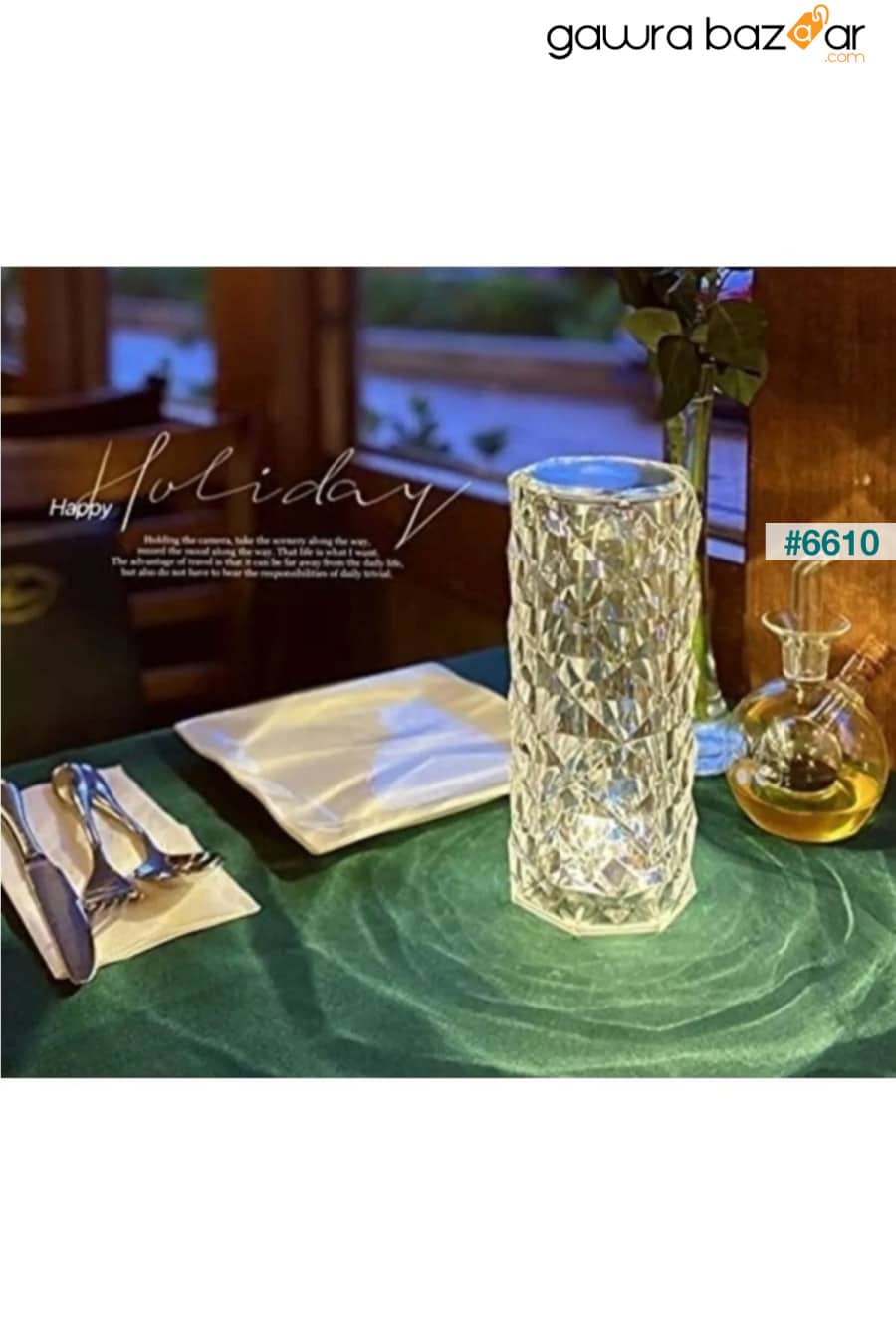 مصباح طاولة الإسقاط الكريستال الماس بقيادة اللمس الاستشعار Usb Charge Bar Restaurant Table Lamp PASİFİK HOME 3