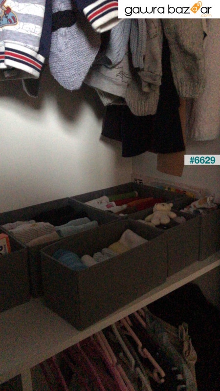 مجموعة من 6 غرف نوم للأطفال باللون الرمادي وخزانة ملابس ودرج منظم وصندوق تخزين