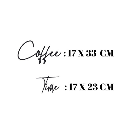 لوحة فنية جدارية على شكل قهوة وقت القهوة من الخشب الأسود لديكور الحائط للمطبخ والمقهى 45x30 سم