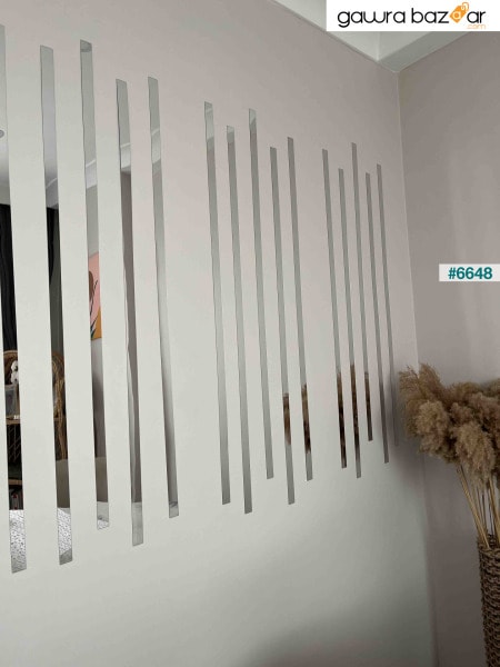 شريط ديكور مرآة فضية زجاجية لتزيين الحائط 2.5 × 100 سم (لاصق)