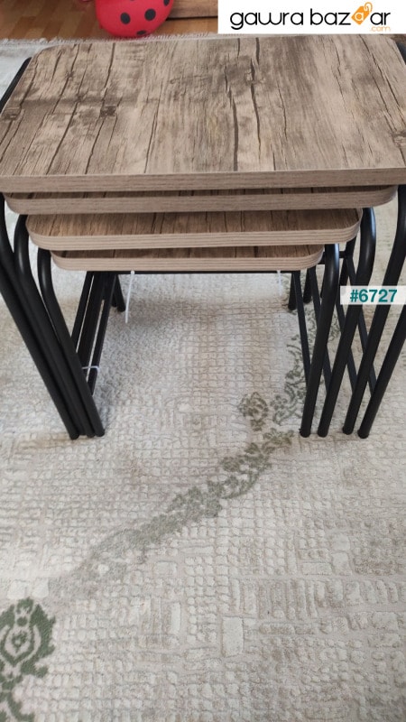 الجوز اللامع 4-Set التعشيش طاولة معدنية ثابتة الأرجل السوداء من الشركة المصنعة E1 Tse مضمون