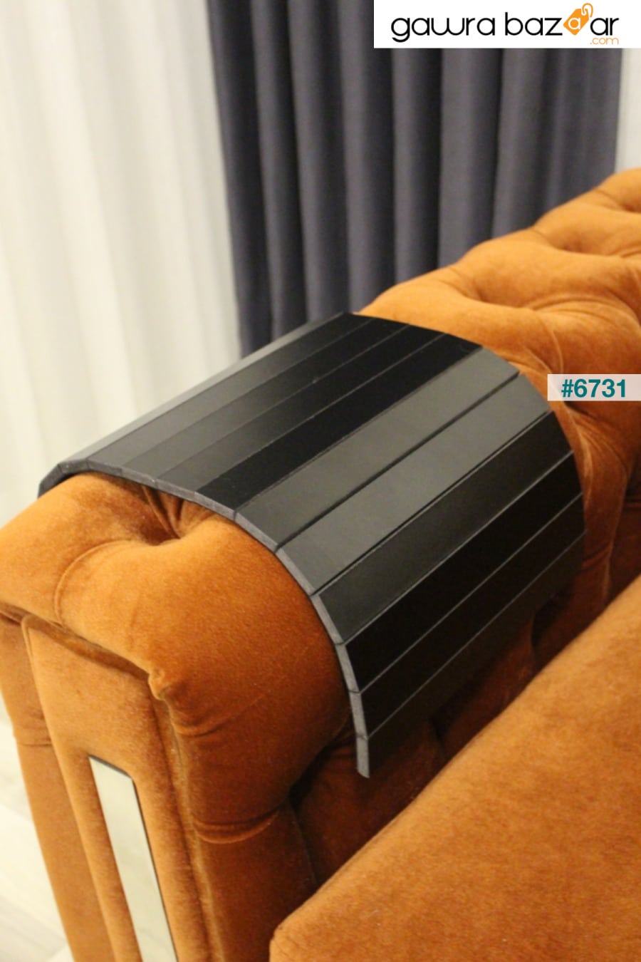 45x25 طاولة جانبية سوداء محمولة ، صينية أريكة ، طاولة مسند للذراعين Mobitell 3