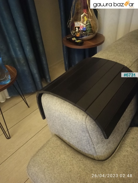 45x25 طاولة جانبية سوداء محمولة ، صينية أريكة ، طاولة مسند للذراعين