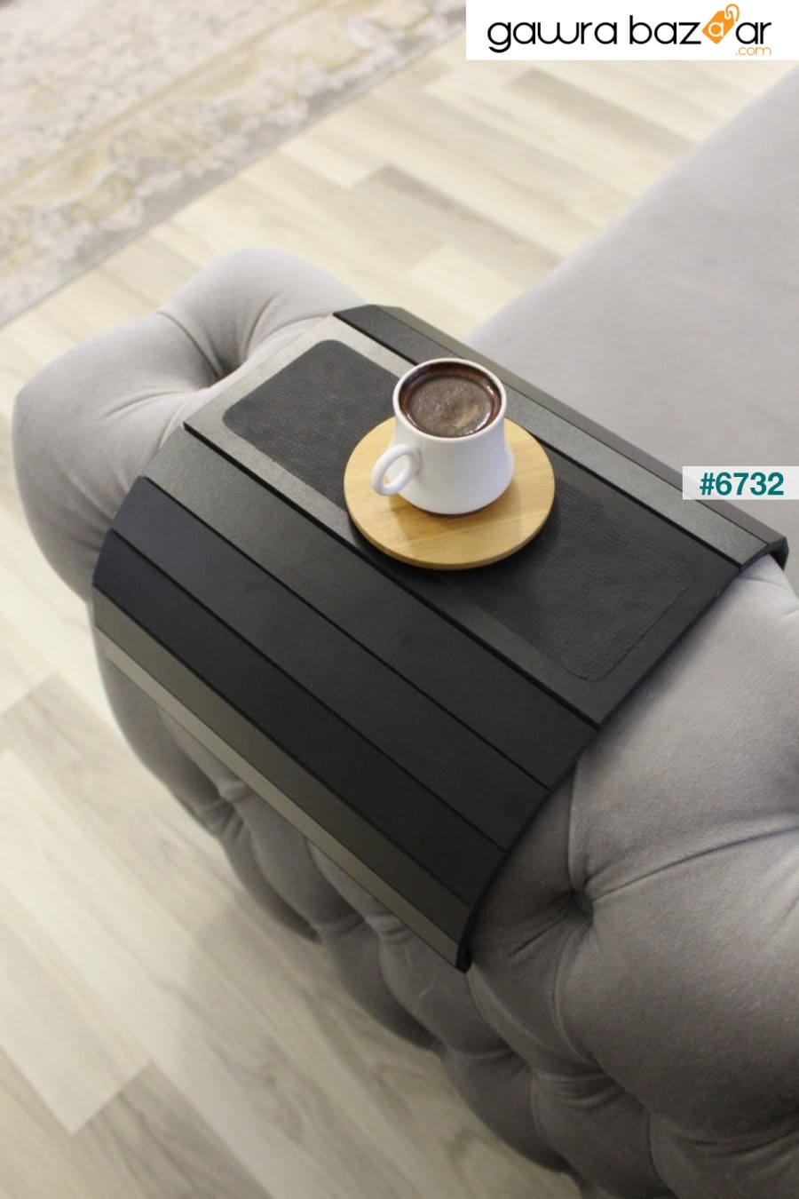 مسند ذراع أريكة مصنوع من الجلد ، طاولة قهوة ، طاولة جانبية للمقعد ، صينية أريكة ، طاولة قهوة محمولة Mobitell 0