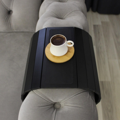 مسند ذراع أريكة مصنوع من الجلد ، طاولة قهوة ، طاولة جانبية للمقعد ، صينية أريكة ، طاولة قهوة محمولة