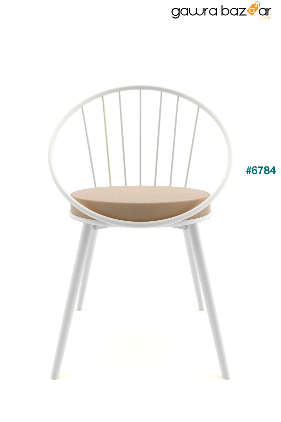Eylul Metal Wire Chair أبيض بني Evdemo 1