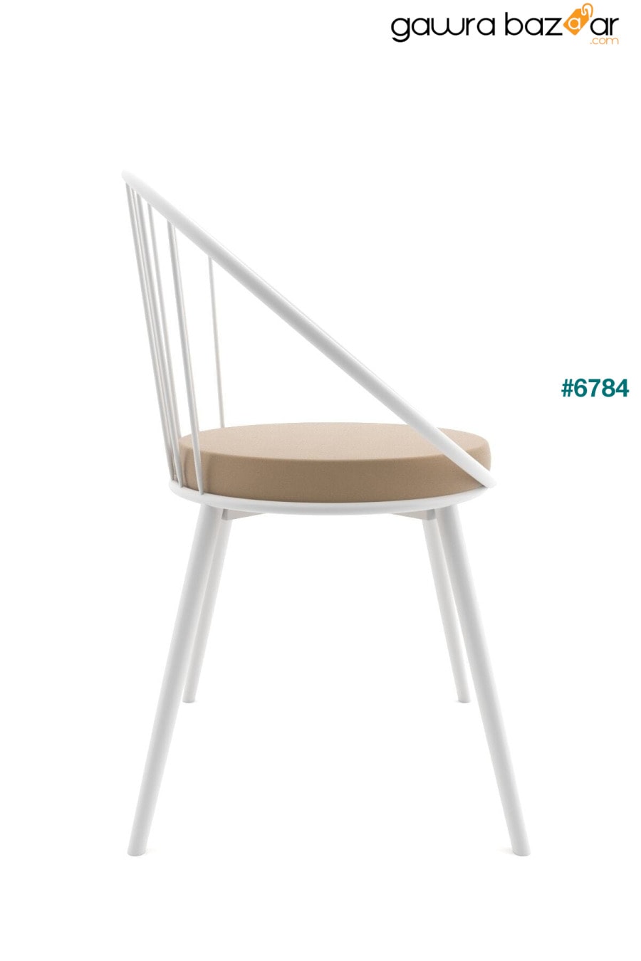 Eylul Metal Wire Chair أبيض بني Evdemo 2