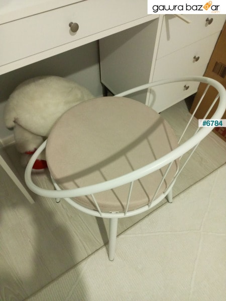 Eylul Metal Wire Chair أبيض بني