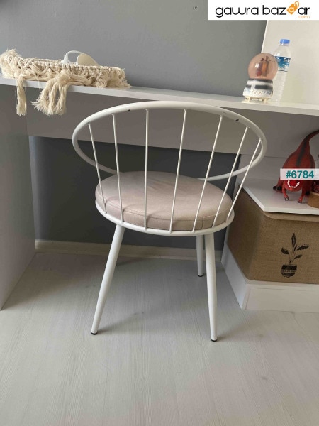 Eylul Metal Wire Chair أبيض بني