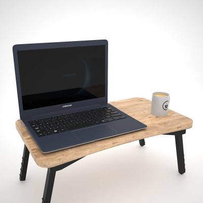 طاولة كمبيوتر محمول طاولة إفطار محمولة قابلة للطي مكتب خشب الصنوبر الأطلسي