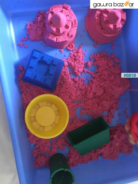 مجموعة الرمل الحركية - رمل اللعب الحركي 1 كجم + صندوق الرمل + قالب القلعة