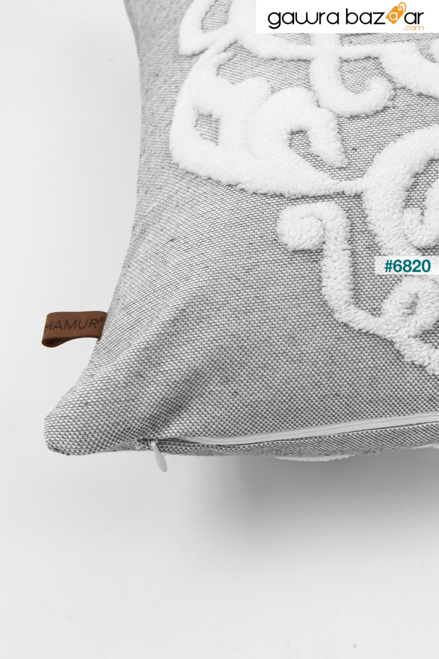 البوهيمي تصميم خاص لكمة لكمة نمط الزخرفية غطاء وسادة رمي رمادي دمشقي HAMUR 2