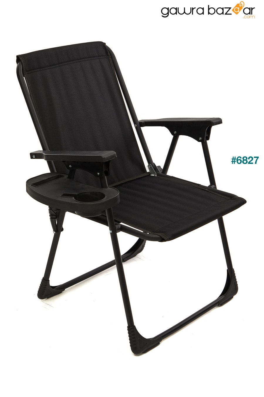 كرسي تخييم قابل للطي من ناتورا - أسود مع حامل أكواب بيضاوي moniev 0