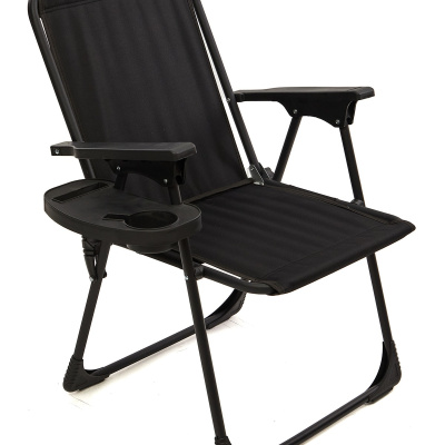كرسي تخييم قابل للطي من ناتورا - أسود مع حامل أكواب بيضاوي