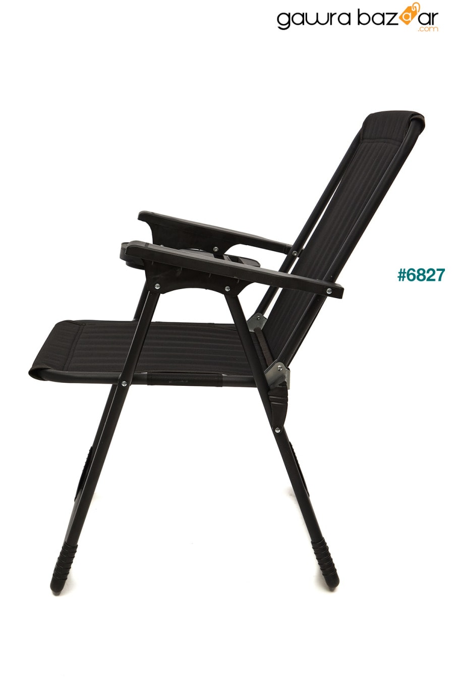 كرسي تخييم قابل للطي من ناتورا - أسود مع حامل أكواب بيضاوي moniev 2
