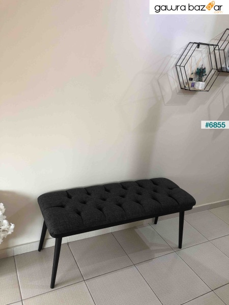 راني Ek101 مقعد مطبخ غرفة معيشة مدخل غرفة نوم بوف أسود أرجل - رمادي غامق 115 × 50 سم