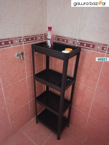 وحدة رفوف الحمام من 4 طبقات من Vesken ، خزانة تخزين الشامبو ، منظم الحمام الأسود