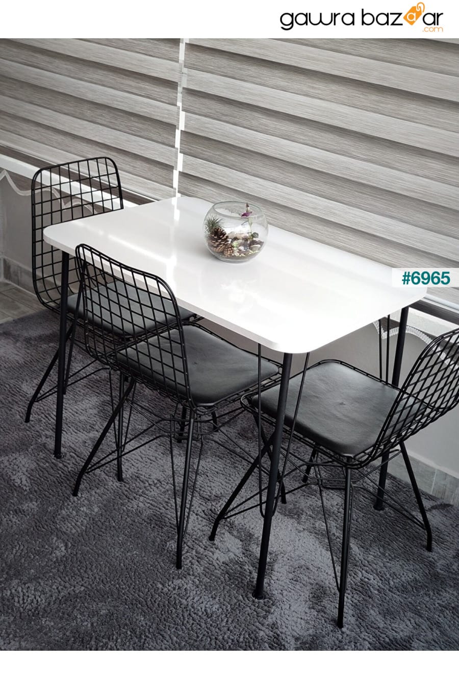 أرجل معدنية سوداء 60 × 90 سم (طاولة واحدة) أبيض لامع إكليبس 2023 مطبخ - شرفة - مكتب Yirmi15 3