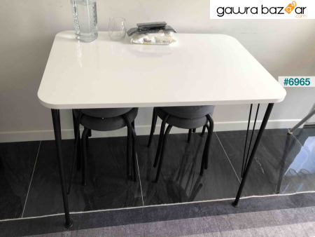 أرجل معدنية سوداء 60 × 90 سم (طاولة واحدة) أبيض لامع إكليبس 2023 مطبخ - شرفة - مكتب