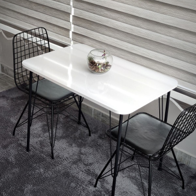 أرجل معدنية سوداء 60 × 90 سم (طاولة واحدة) أبيض لامع إكليبس 2023 مطبخ - شرفة - مكتب