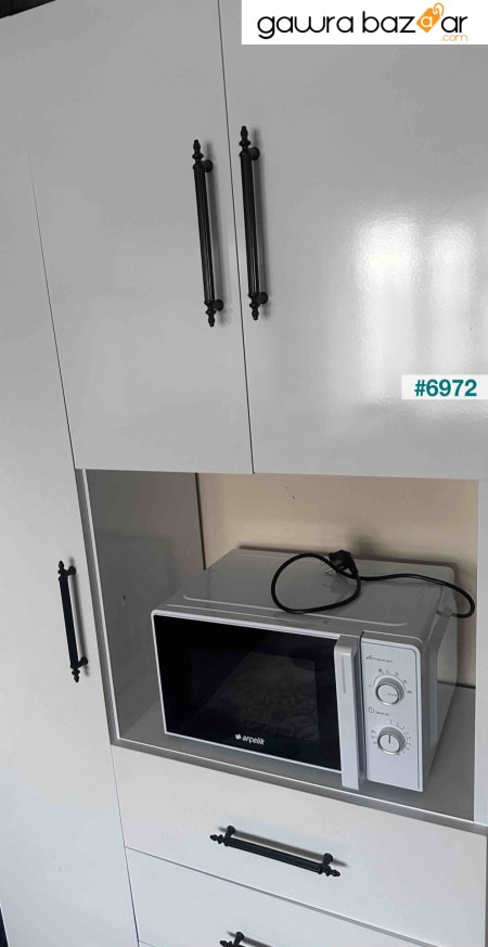 Ae-2074 Aras الأبيض خزانة مطبخ متعددة الأغراض وخزانة حمام ، مخزن ، 3 أبواب ، 3 أدراج ، قسم الفرن