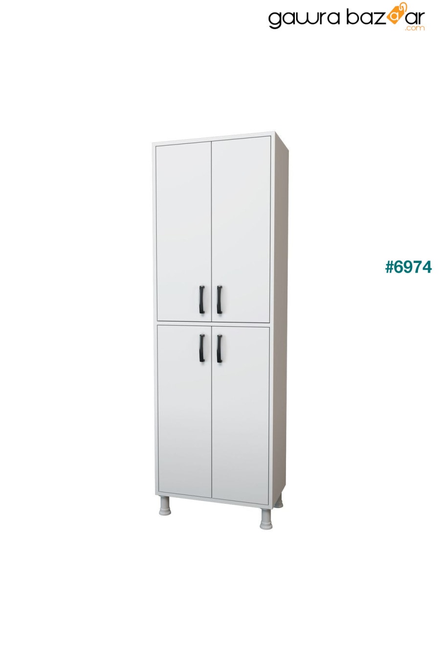 خزانة مطبخ متعددة الأغراض من راني F1 4 أبواب و 6 أرفف ، خزانة مطبخ ، أبيض M4.5 Rani Mobilya 6