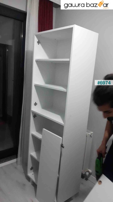 خزانة مطبخ متعددة الأغراض من راني F1 4 أبواب و 6 أرفف ، خزانة مطبخ ، أبيض M4.5