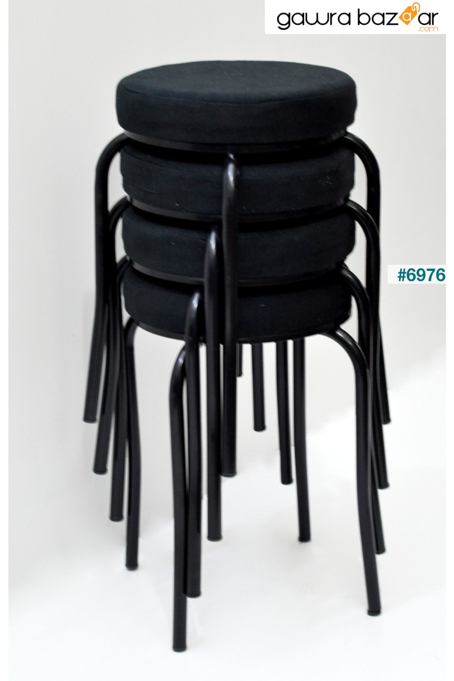 كرسي (4 قطع) أرجل سوداء ، قماش مينا ، أرجل أخطبوط معدنية Aygl-49 TABURECİM 0