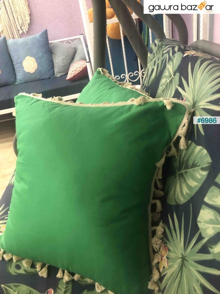 غطاء وسادة قطن أخضر مائة بالمائة بتصميم خاص واحد 43 × 43 سم