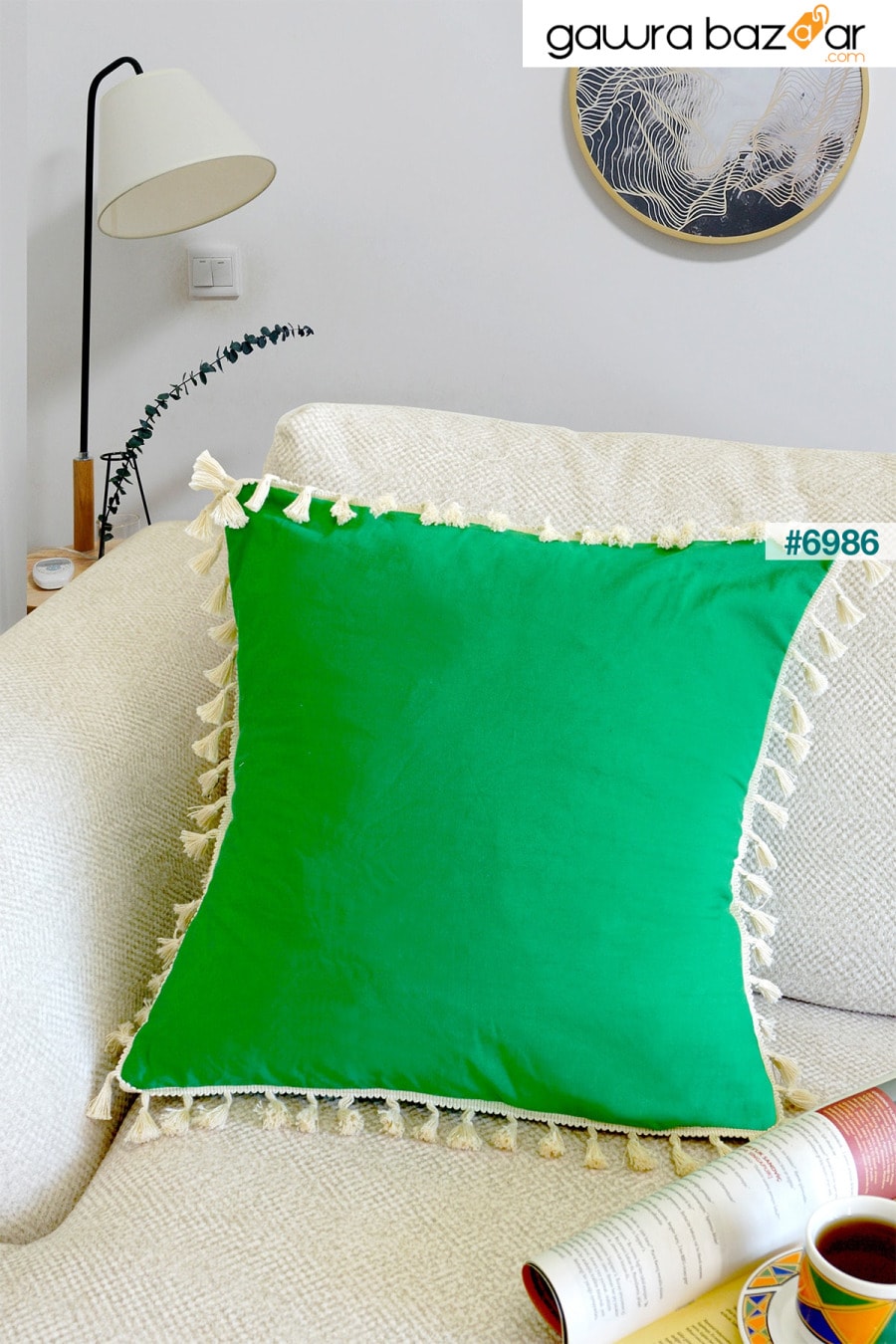 غطاء وسادة قطن أخضر مائة بالمائة بتصميم خاص واحد 43 × 43 سم vivamaison 0