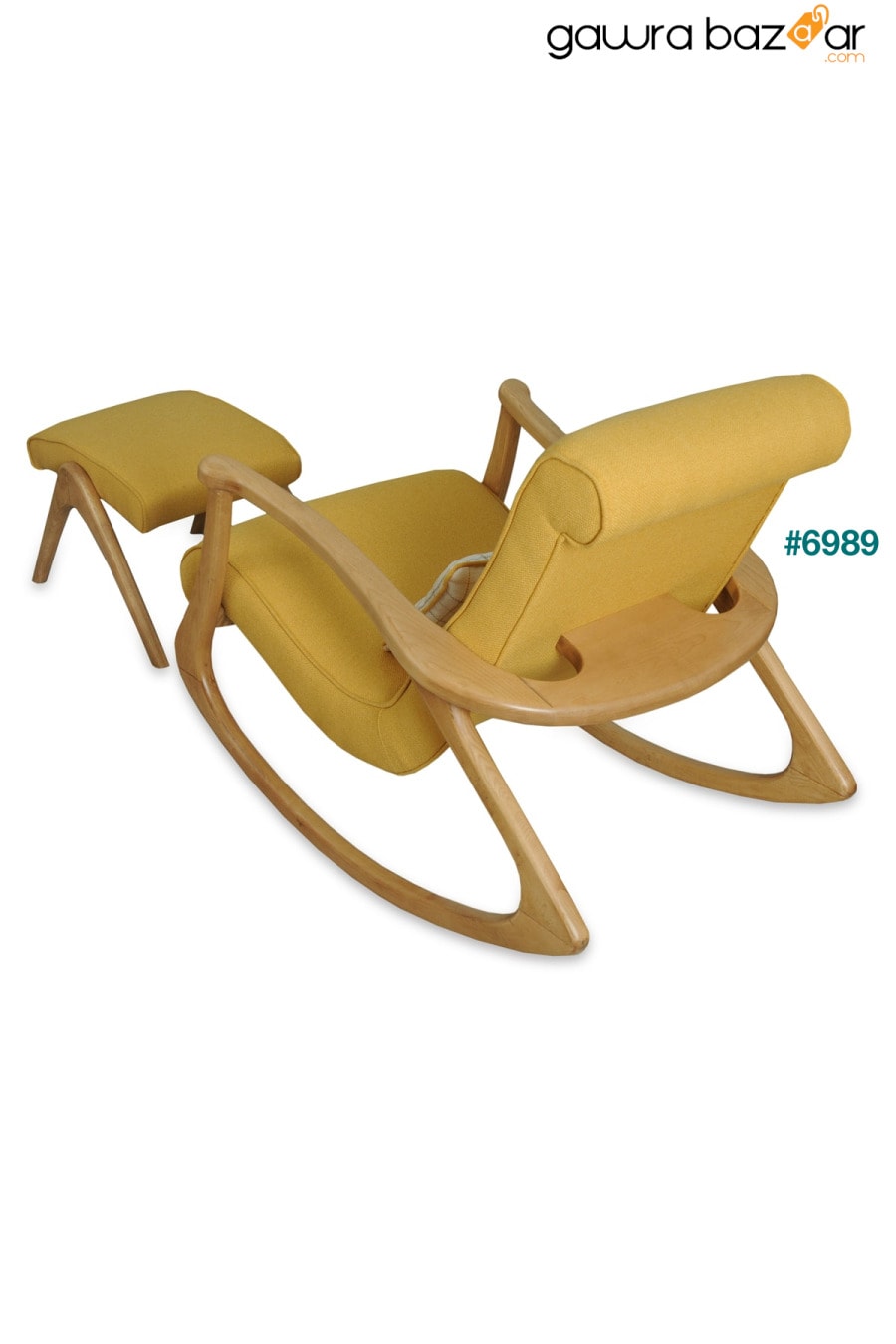 كرسي هزاز خشبي أصفر طبيعي من Ekol يستريح للرضاعة الطبيعية للأب والقراءة على التلفاز كرسي مستلق Bergere Asedia 6