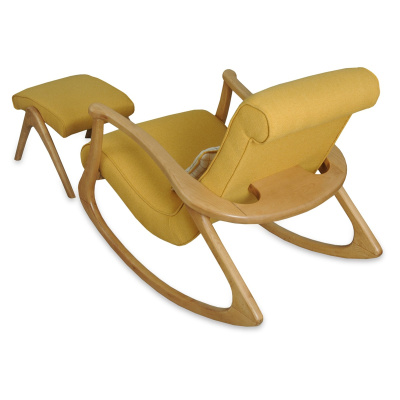 كرسي هزاز خشبي أصفر طبيعي من Ekol يستريح للرضاعة الطبيعية للأب والقراءة على التلفاز كرسي مستلق Bergere