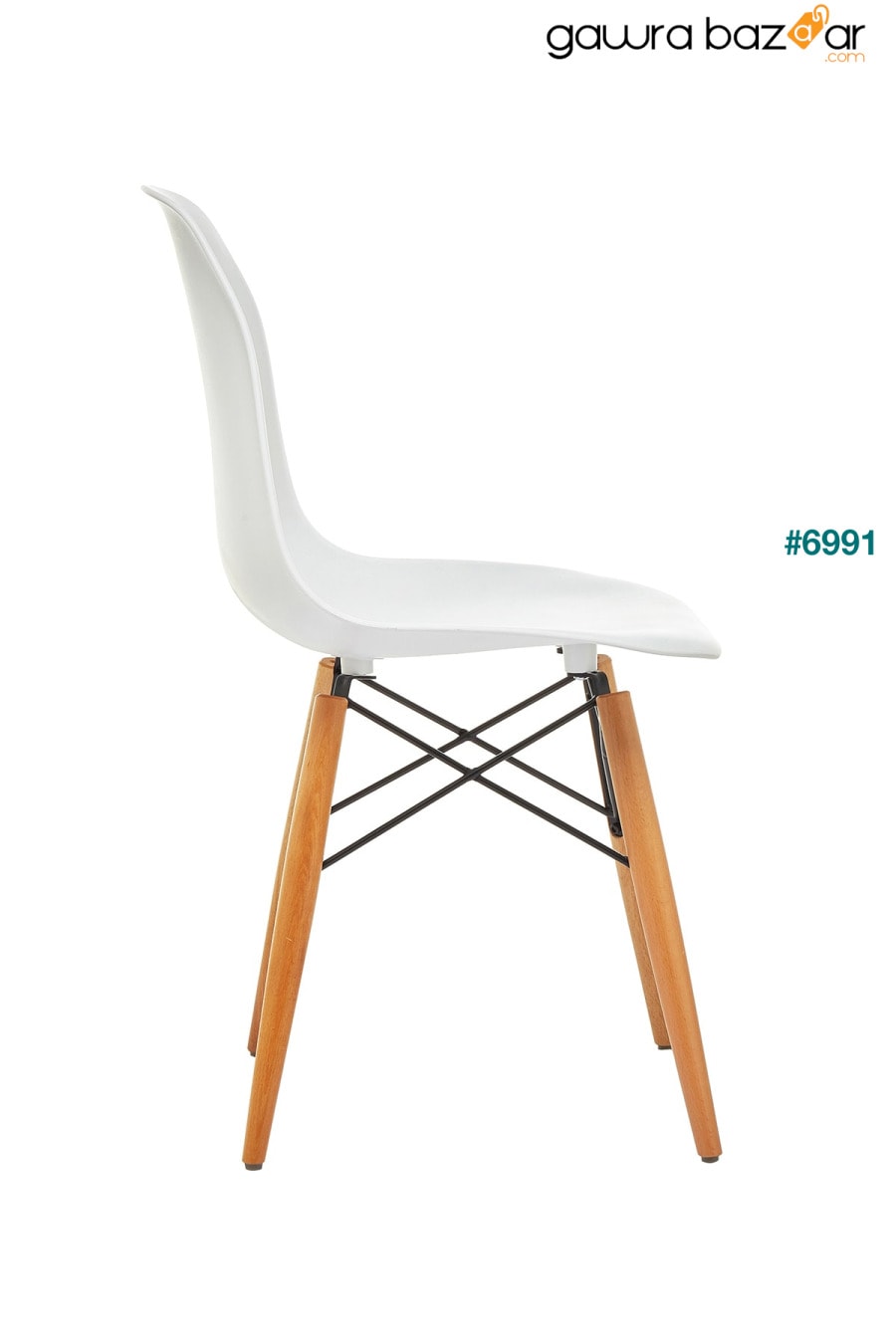 كرسي ايمز أبيض مع أرجل خشبية طبيعية | 4 جهاز كمبيوتر شخصى Seduna 3