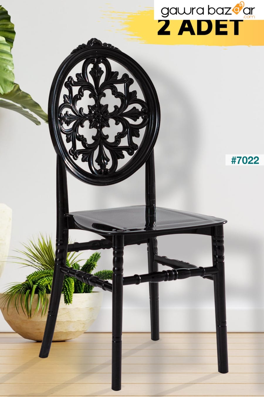 2 قطعة كرسي فينوس عملي أسود / شرفة-حديقة-مطبخ SANDALİE 0
