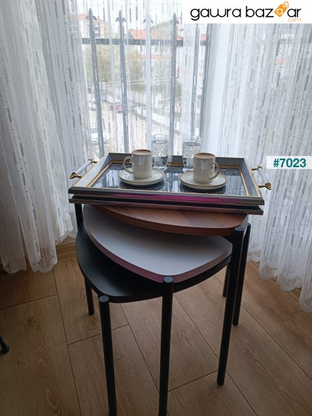 طاولة متداخلة 3 قطع بأرجل معدنية منار ليني - أنثراسايت - كامان