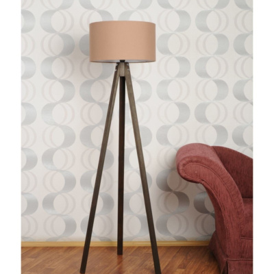 3-Legged Tripod Floor Lampshade Fabric Head - cappucino-c