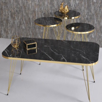 طاولة التعشيش وطاولة المركز Kr مجموعة سلك بندير ذهبي