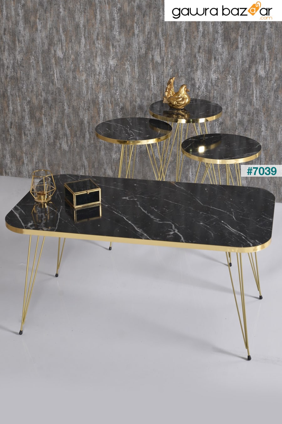 طاولة التعشيش وطاولة المركز Kr مجموعة سلك بندير ذهبي GOLDFALEZ 0